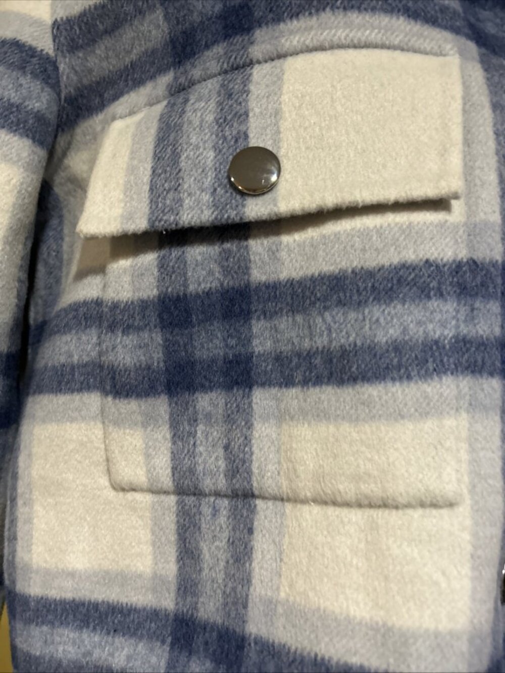 Rails Steffi Jacket Ivory Bay medium Wool Blend Plaid Cropped Shacket Boxy - Picture 5 of 16